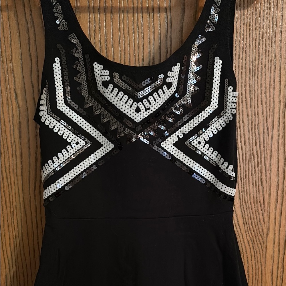 Express Black and White Fit and Flare Cocktail Dress